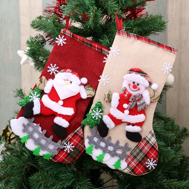 31cmx15cm Meia De Natal Sock 3D Padrão Saco De Presente Grande Para Crianças Navidad Decoração Ano Novo