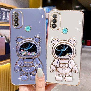 Estojo De Luxo Para Telefone Celular Galvanizado Motorola MOTO E20 E30 E40 EDGE 20 Com Suporte Astronauta De Areia Movediça