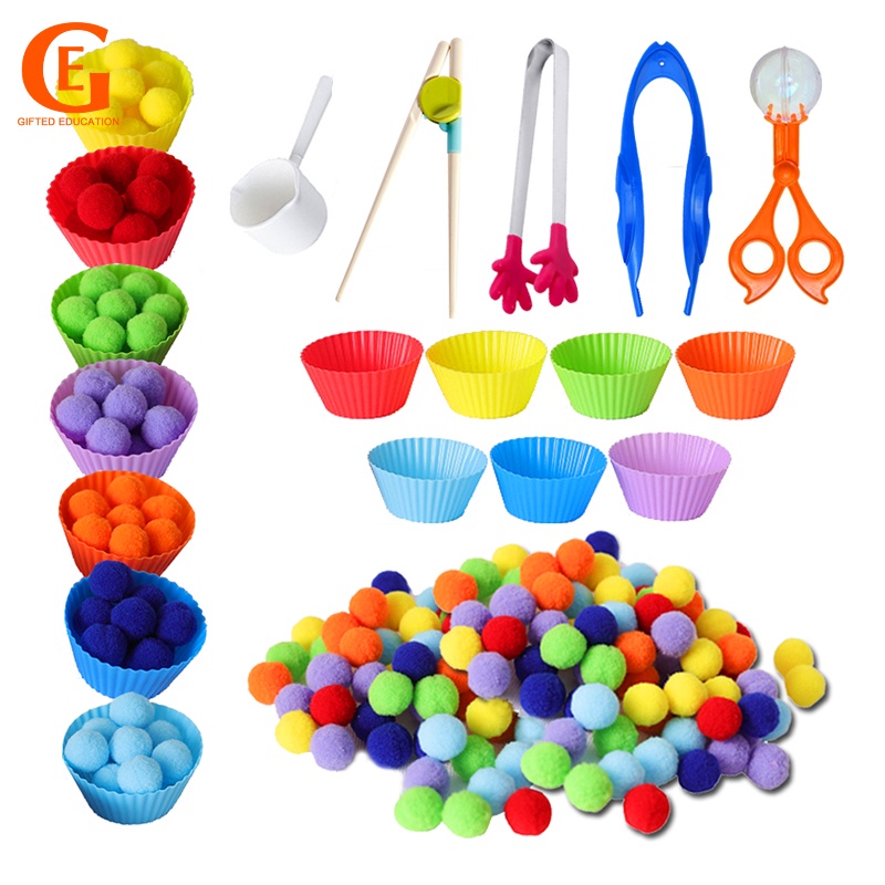 Crianças Clip Ball Fine Motor Skills Toy Learning Counting Colorful Plush Balls Classificando Brinquedos De Educação Precoce Montessori em Oferta na Shopee