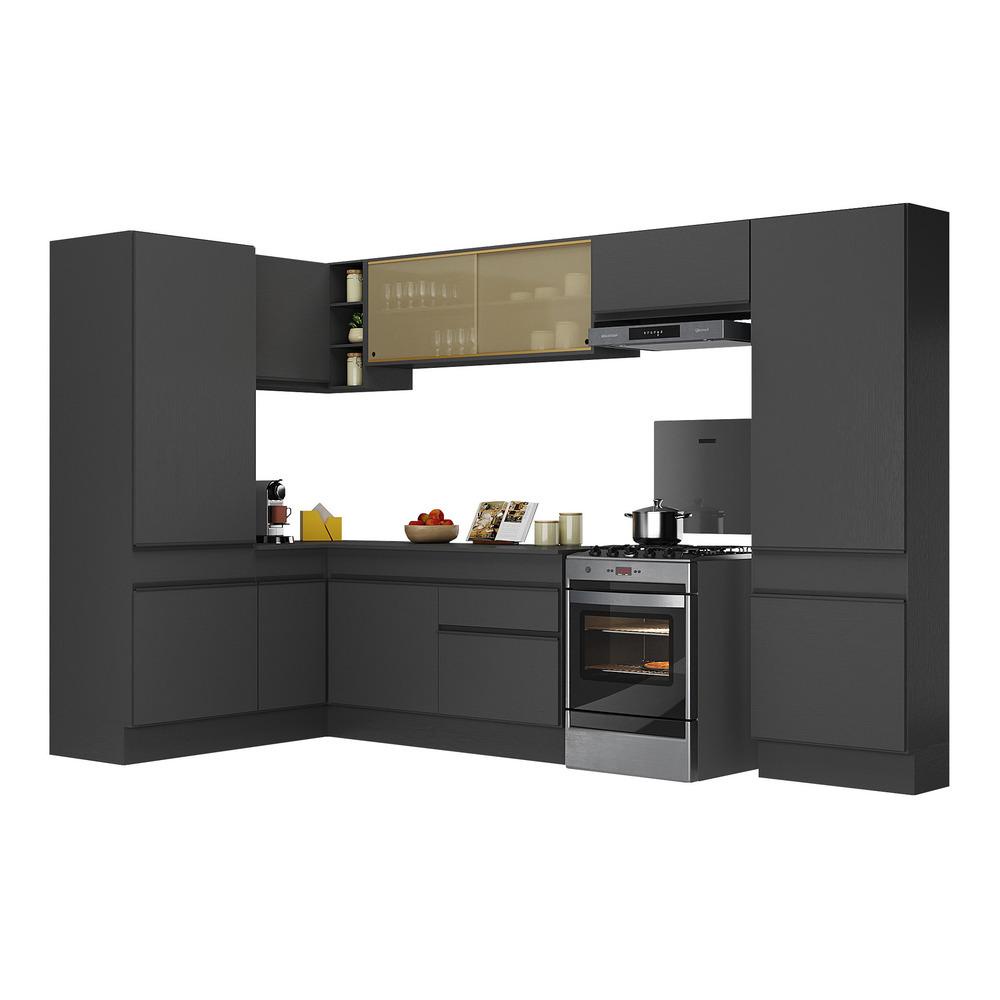 Armário de Cozinha Completa de Canto com Rodapé Veneza Multimóveis MP2090.895 Preto em Oferta na Shopee