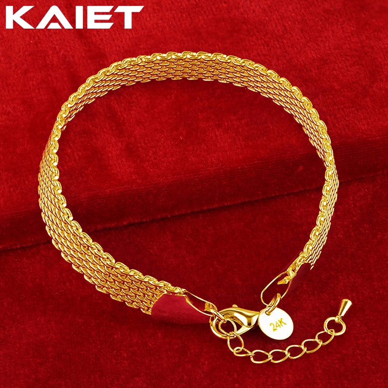 KAIET 24K Gold Network Chain 20CM Pulseira Para Festa De Casamento Feminina Jóias De Encanto Da Moda em Oferta na Shopee