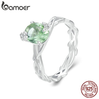 Bamoer 925 Anel De Prata Verde Zircônio Brilhante Para Joalheria De Moda Feminina BSR446 em Oferta na Shopee