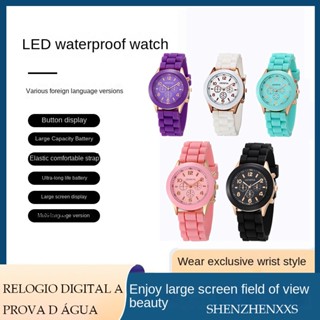 Relógios De Candy Cor De Silicone Pulseira Redondos Mulheres Quentes Meninas Vestido De Mulher Pulso De Quartzo Conjuntos e Pares de Relógios À Prova D