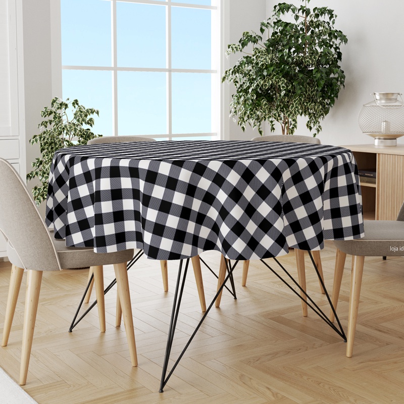 Toalha Mesa Térmica Impermeável Pvc Xadrez Preta Redonda 1,38 em Oferta na Shopee