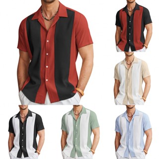 Camisa De Boliche Havaiana Vintage Da Moda Para Homens Com Manga Curta Botão Baixo Ajuste Solto
