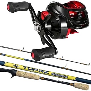 Carretilha Pesca 19 Rolamentos Vara Fibra Carbono Kit 12kg