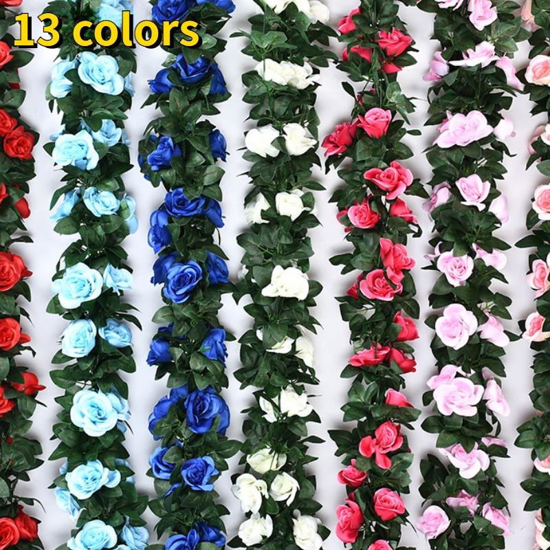 1PC 2.4M Garland Artificial Flores De Seda 45 Rosas Vinha Casa Decorações Casamento Jardim Decoração Festa