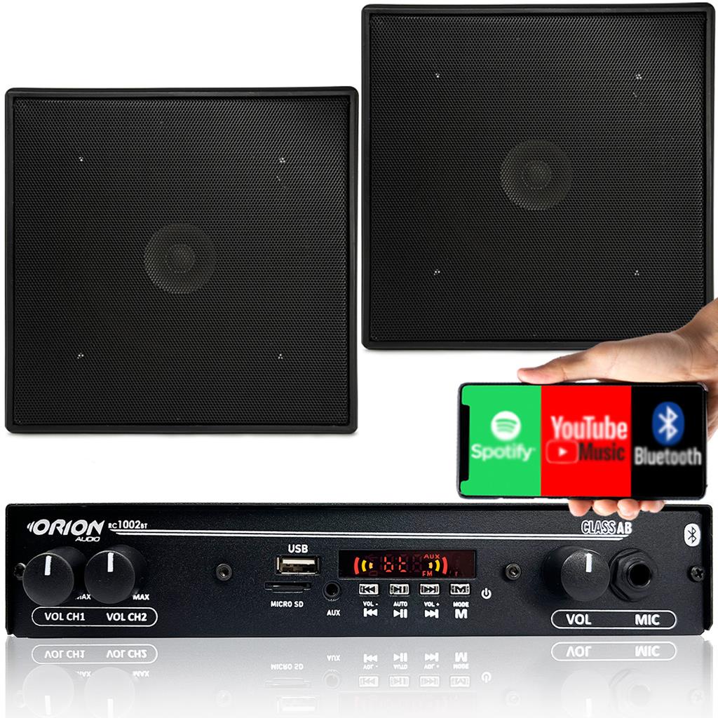 Kit Som Ambiente 2 Caixas Teto Preta + Amplificador Bt Fm Sd em Oferta na Shopee