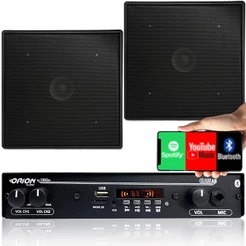 Kit Som Ambiente 2 Caixas Teto Preta + Amplificador Bt Fm Sd
