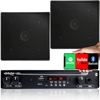 Kit Som Ambiente 2 Caixas Teto Preta + Amplificador Bt Fm Sd em Oferta na Shopee