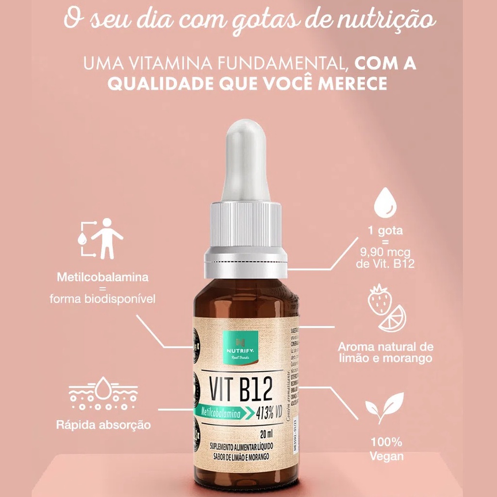 Vitamina B12 em gotas - Nutrify 20ml