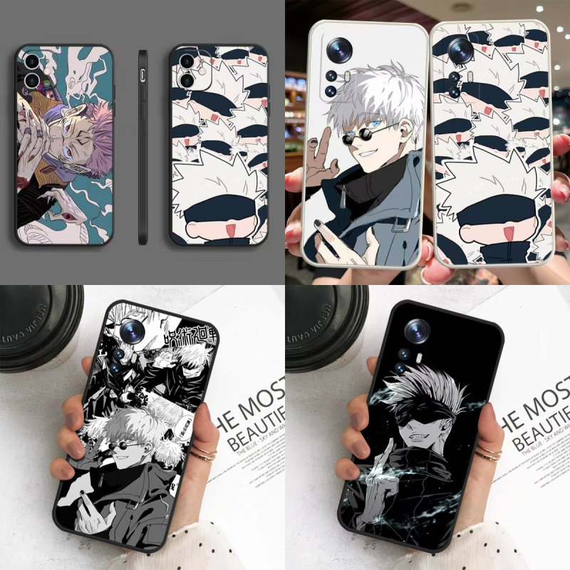 Capa Jujutsu Kaisen Para Samsung Galaxy A33 A53 A52 A52S 5G A14 A23 A13 A04 A04E M23 Legal Gojo Satoru Silicone Macio TPU Câmera Quadrada Proteção Desenho Animado INS Capinha De Celular
