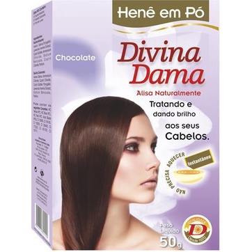 Divina Dama Henê Em Pó Chocolate 50gr Tingimento Cabelo Fixação Brilho