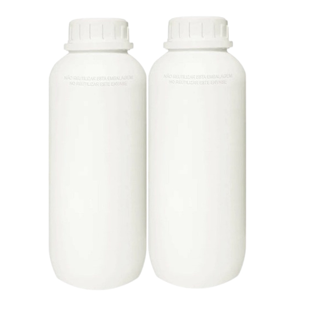 02 Garrafa Frasco Embalagem Agro 1 Litro Branco com Tampa com Lacre Reciclado Em Polietileno uso Geral