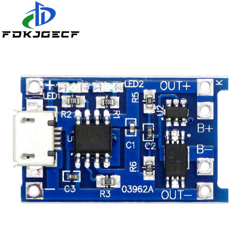 10 Pçs Micro USB 5V 1A 18650 TP4056 Módulo Carregador De Bateria De Lítio Placa De Carregamento Com Proteção Funções Dup