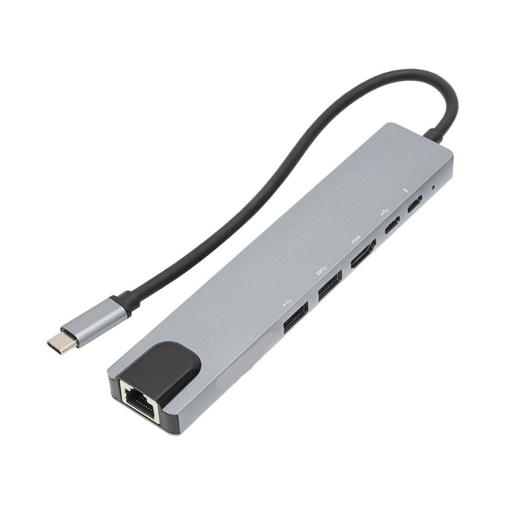 Hub Adaptador Tipo C 6 Em 1 Sd Rj45 para Notebook E Computador 2 Usb Type C 2 Hdmi FANG