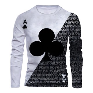 Camiseta Pôquer Impresso 3D Unisex Manga Longa Harajuku Casual