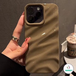 INS Khaki Caramelo Pleats IPhone Case Compatível Para 11 Caixa 14 Pro Max Ip 13 12 11 6Plus 7Plus 8Plus Tampa Traseira Macia Anti-Quebra TPU