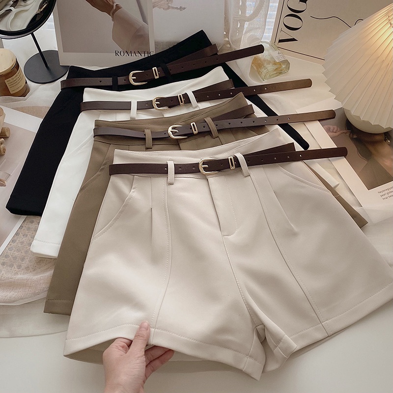 Verão casual Coreano vintage Simples De Cintura Alta Calção Larga De Linha A