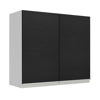 Armário de Cozinha Aéreo 70 cm 2 Portas Branco/Preto Glamy Madesa em Oferta na Shopee