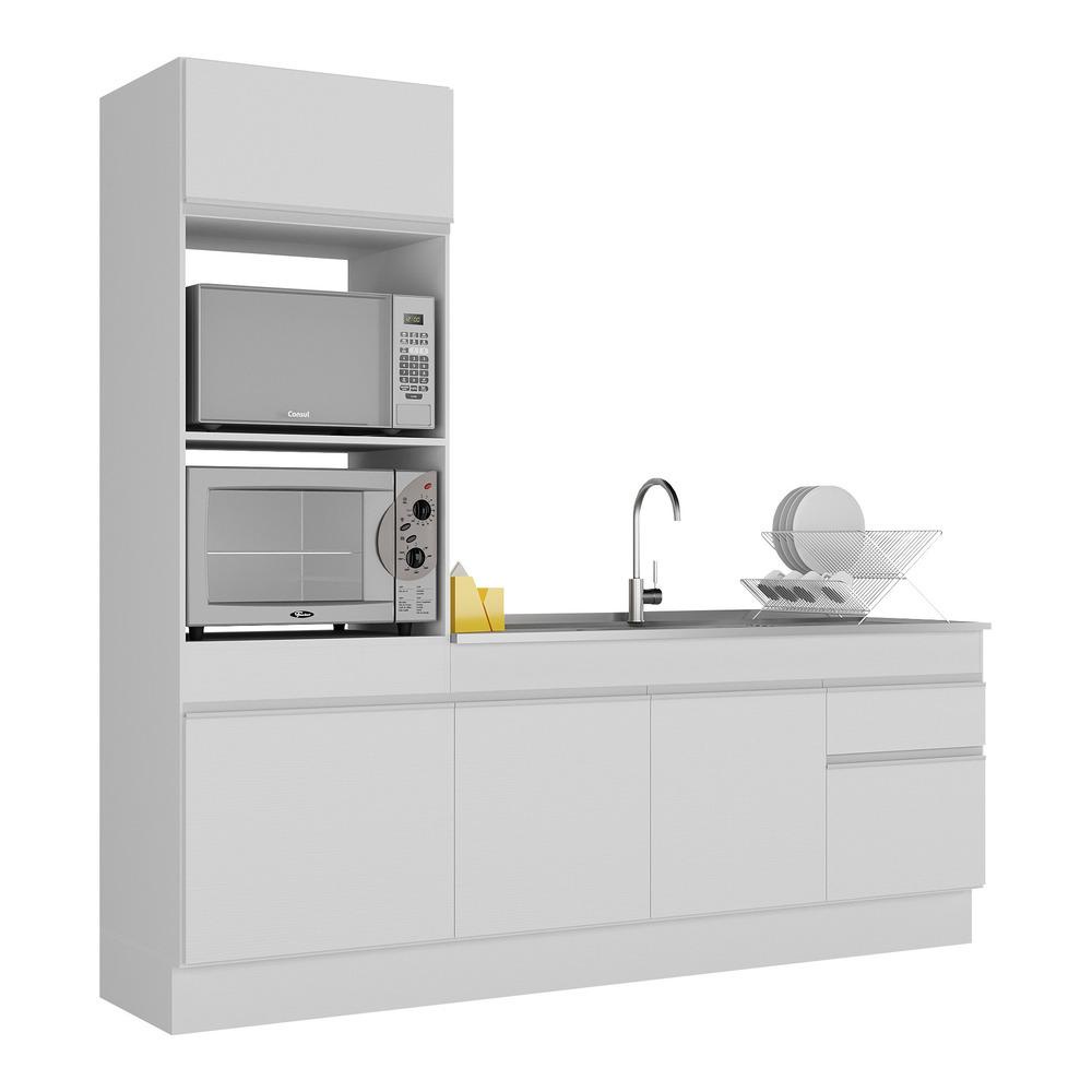 Armário de Cozinha Compacta com Rodapé Veneza Multimóveis MP2113.891 Branco em Oferta na Shopee