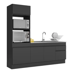 Armário de Cozinha Compacta com Rodapé Veneza Multimóveis MP2113.895 Preto