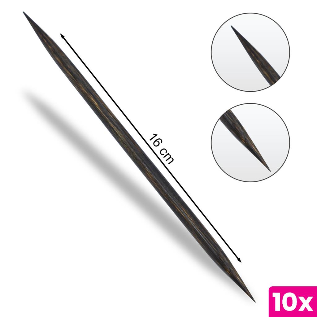 Kit 10 Palito para Unhas Indiano 2 Pontas 16 cm Arte Sedução Cutículas Manicure e Pedicure