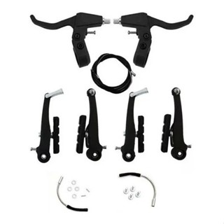 Freio V-brake Em Nylon Preto Mtb Bike C/ Manete E Cabos