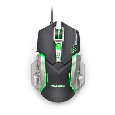 Mouse Gamer Multilaser 2400DPI 6 Botões Grafite/Preto - MO269