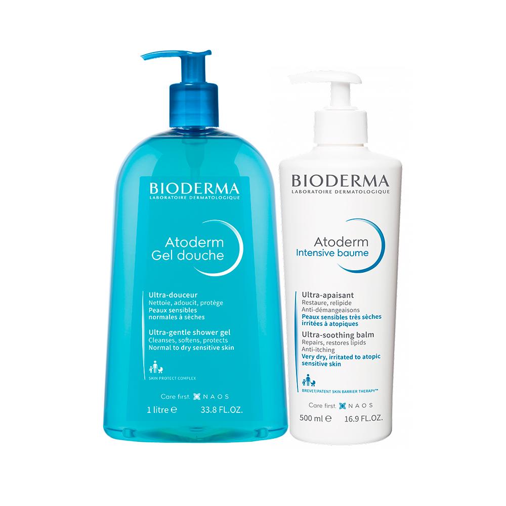 Kit Corporal Bioderma Atoderm - Gel de Banho Hidratante e Creme Hidratante 500ml em Oferta na Shopee
