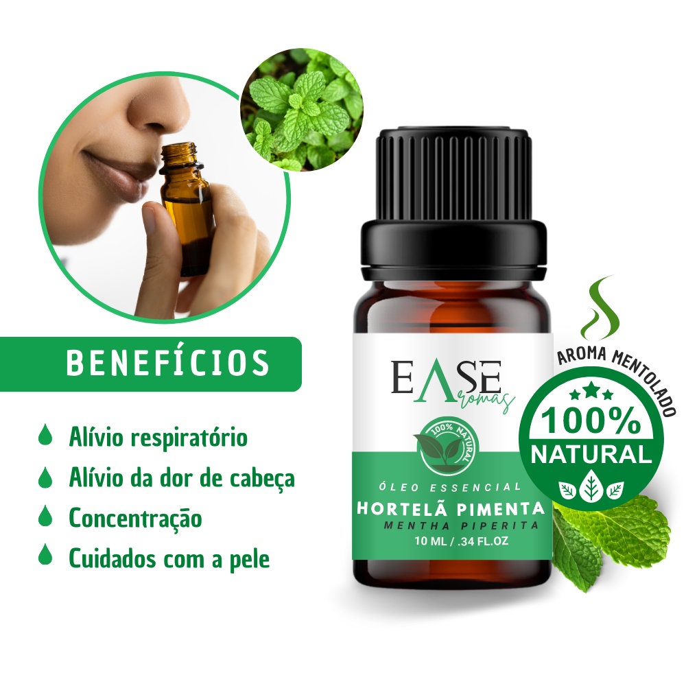 Óleo essencial de Hortelã Pimenta 100% puro natural 10ml em Oferta na Shopee