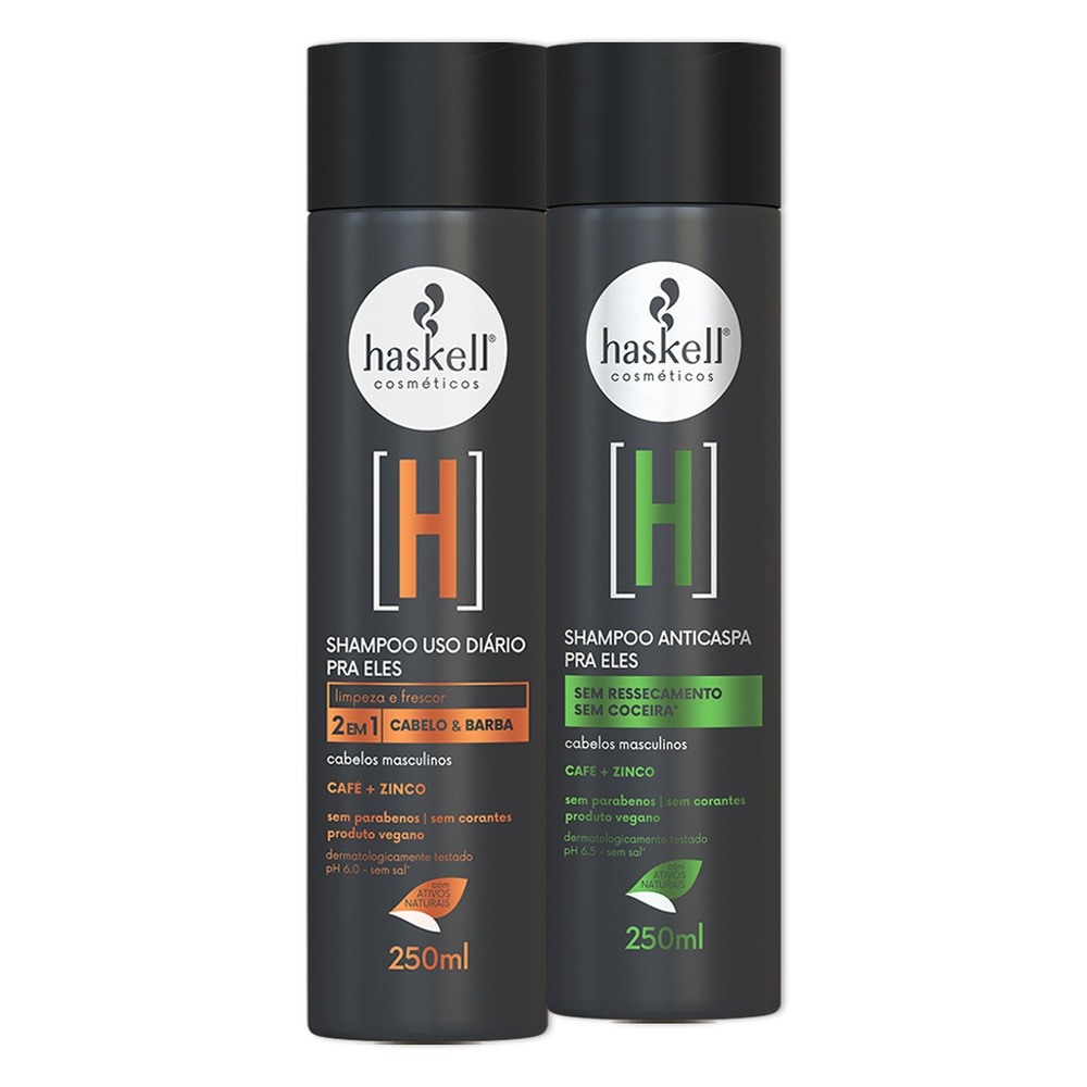 Kit Haskell H Shampoo Anti Caspa e Cabelo e Barba