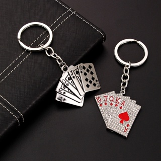 Pás Criativas Corações Um Chaveiro De Pôquer Rhinestone Simples 10JQKA Anel Metal Para Mulheres Homens Bolsa De Carro Presentes Pingentes em Oferta na Shopee