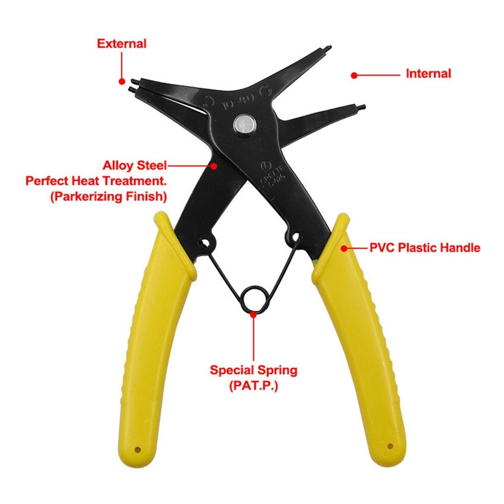 1 Alicate Para Mola E Anéis De Pressão Interno E Externo Duplo