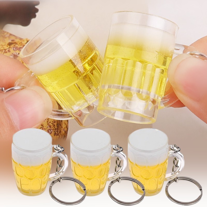 Chaveiro Para Copos De Cerveja DIY Imitation Beer Cup Homens Mulheres/Mini Simulação Pingente Porta-Chaves De Bebida/Caneca Acrílica Criativa Chaveiros/Sacos De Carro Acessórios