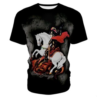 Camisa Preta / São Jorge/ Santo guerreiro/ Matador de dragão/ Cavaleiro da lua/ Oração de São Jorge/ Fé/ Religião/ Preta/ Salve São Jorge/