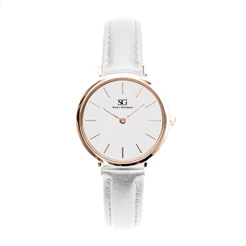 Relógio Feminino Branco Saint Germain Queens Rosé Gold 32mm - Fundo Branco