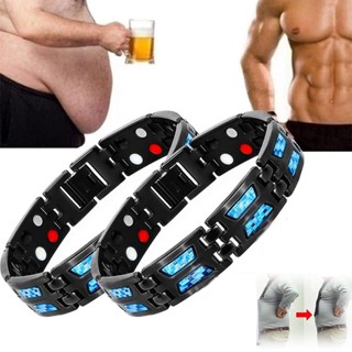 Moda Hip-hop Punk Linha Dupla Magnética Positiva E Negativa Ion Magnético Pulseira Masculina De Aço Inoxidável Acessórios De Jóias