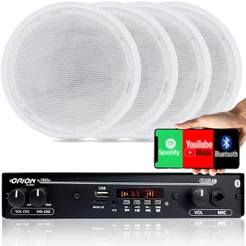 Kit Som Ambiente Amplificador Bt Fm +4 Arandela Gesso Teto