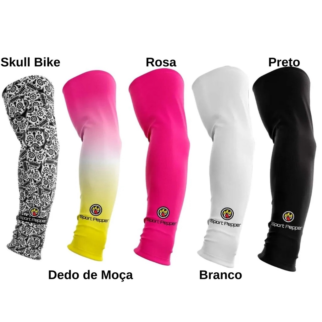 Par de Manguito Sport Pepper Ciclismo Moto Esportes Diversos Modelos Proteção Solar UV50+ Segunda Pele Mangote Para Braços Esportivo Manga Unissex