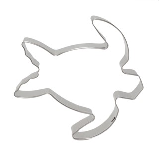 Cortador de Tartaruga 8,2cm Em Aço Inox Com Protetor de Mão Para Cookies Biscuit e Pasta Americana Decoração Bolos Doces Tamar Oceano Praia Mar Marinho Tortas Artesanato