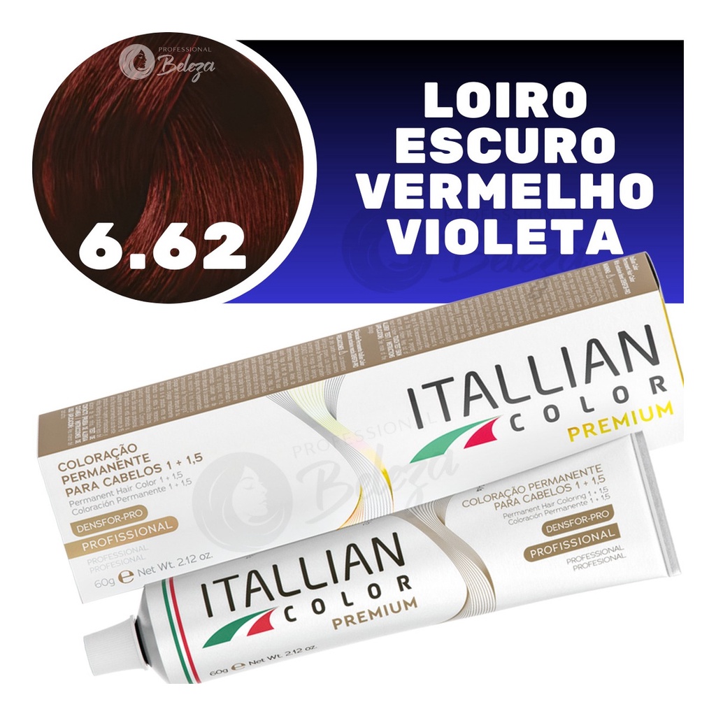 Coloração Itallian Color 6.62 Louro Escuro Vermelho Violeta em Oferta na Shopee