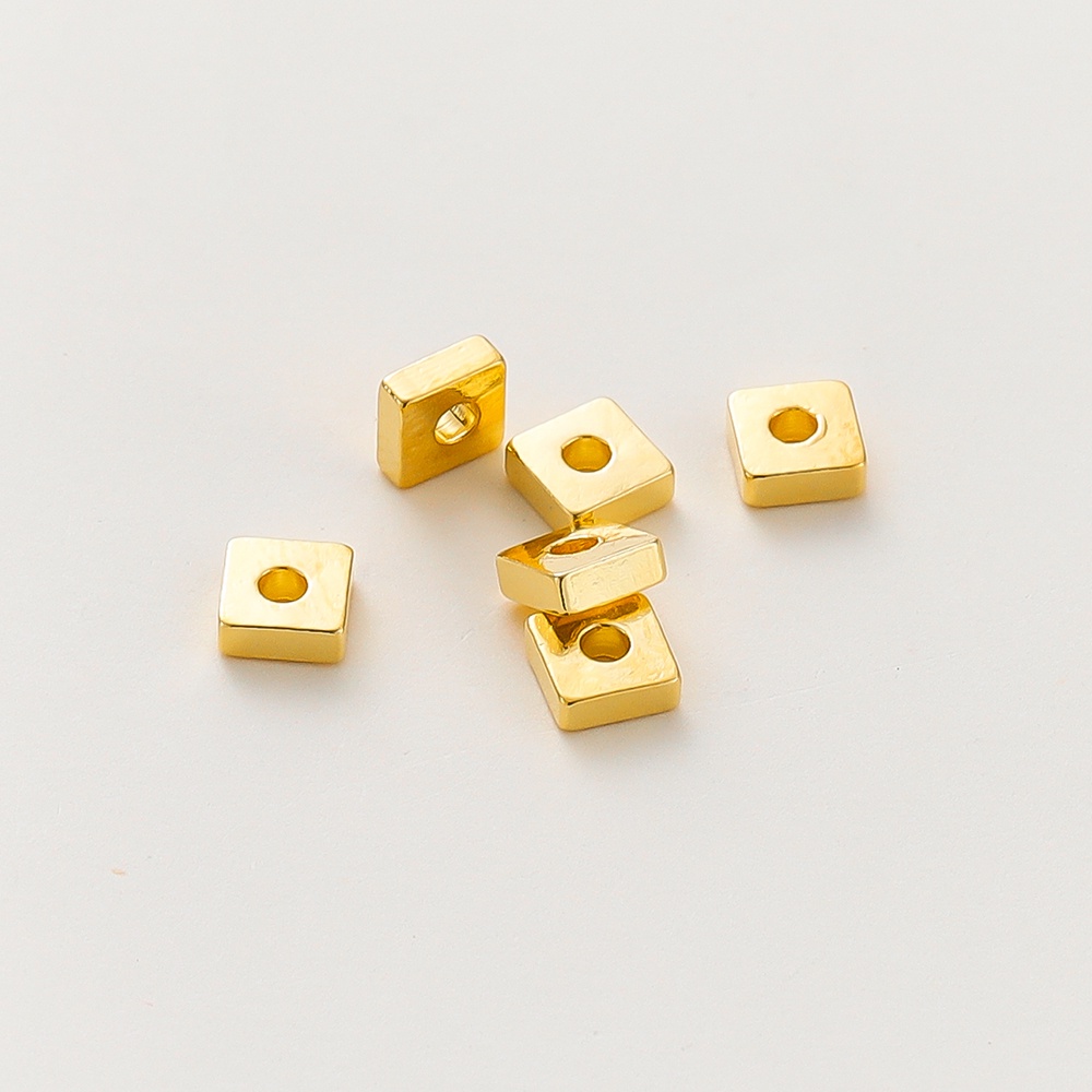 St . Kunkka 100-30pcs 2-4mm 18K Retenção De Cor Contas Quadradas Douradas Reais Feitas Para Colar Pulseira