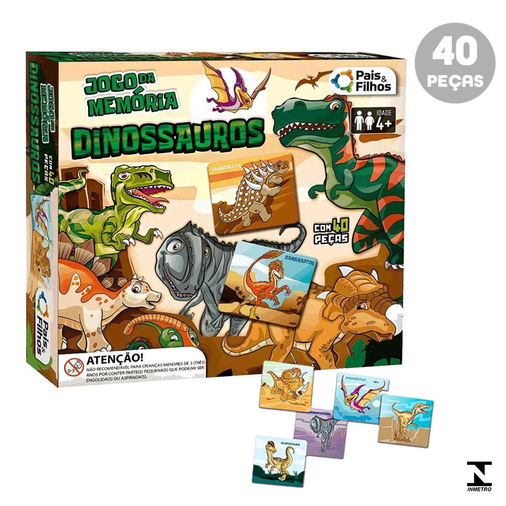 Jogo Da Memória 40 Peças Dinossauros Pais & Filhos 7269