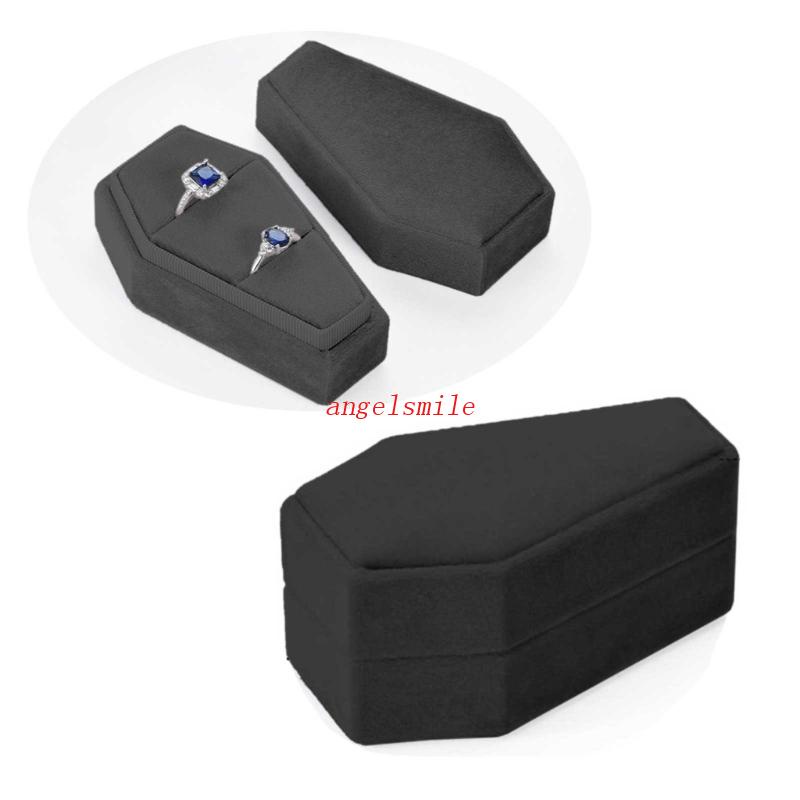LIKE Caixa Anel Caixão Veludo Preto Jóias Porta-Pingente Colar Organizador Casamento Armazenamento em Oferta na Shopee