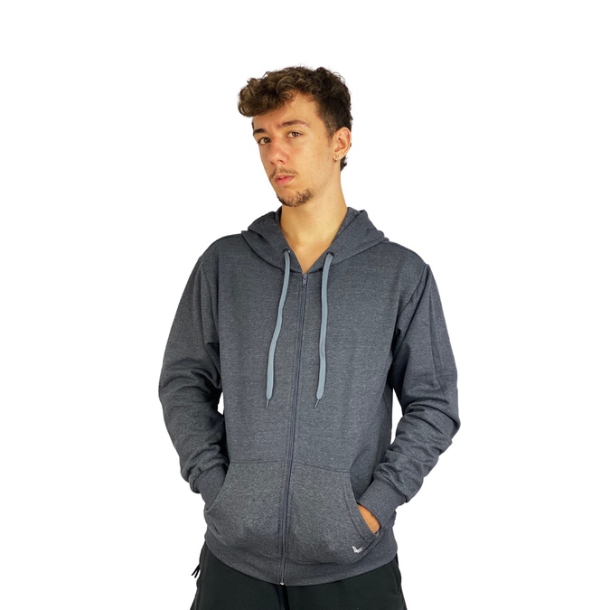 Casaco moletom canguru zíper masculino cinza escuro lovva