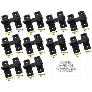 10x Fecho Trinco Tranqueta Bico Virado para Portas, Janelas e Portões C/ Parafusos PTO
