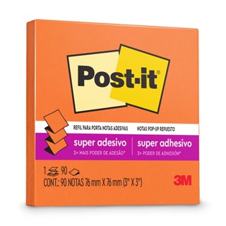 Bloco de notas super adesivas Post-it refil laranja 76x76mm 90 folhas 3M