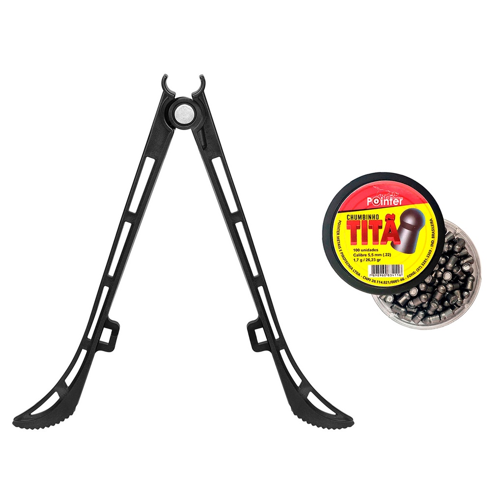 Bipé Apoio Cano Suporte Disparo Precisão Dobrável com Pointer Titã 5.5mm 100un Nitro X Hatsan 125