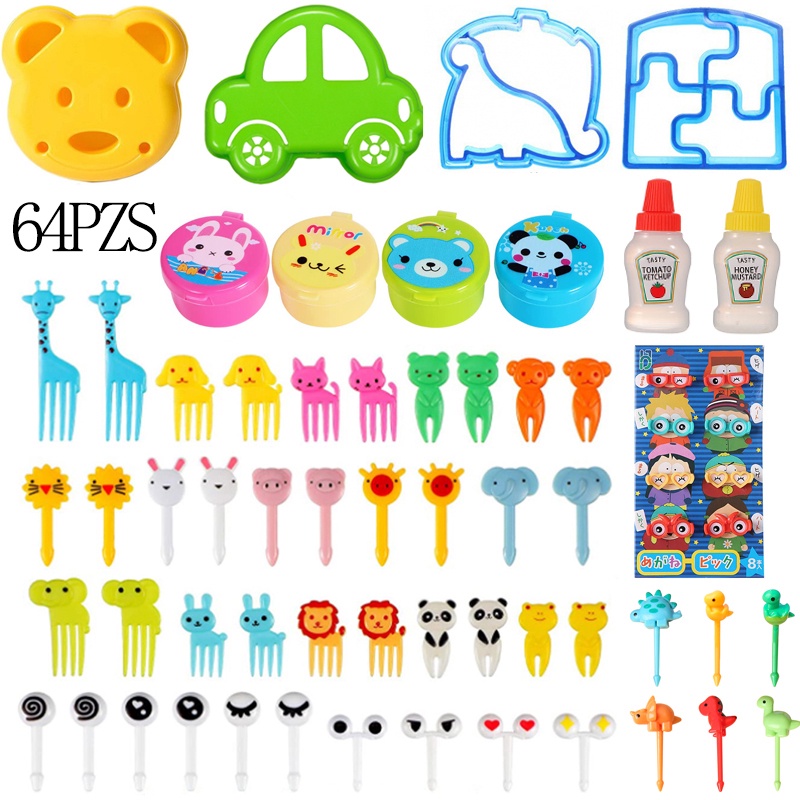 Conjunto De 40/64 Pcs Picadores De Alimentos Para Crianças Mini Molho Salada De Garrafas Camping em Oferta na Shopee